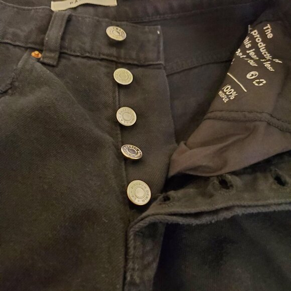 NWT PacSun Eco Black Baggy Distressed Button-Fly Wide Leg Denim Jeans - 23 - Picture 8 of 12